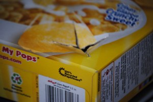 I cut an "X" in the box with a knife, then pushed it down in the middle, so the ice cream cones didn't break. I wanted pressure on them, but not tight.