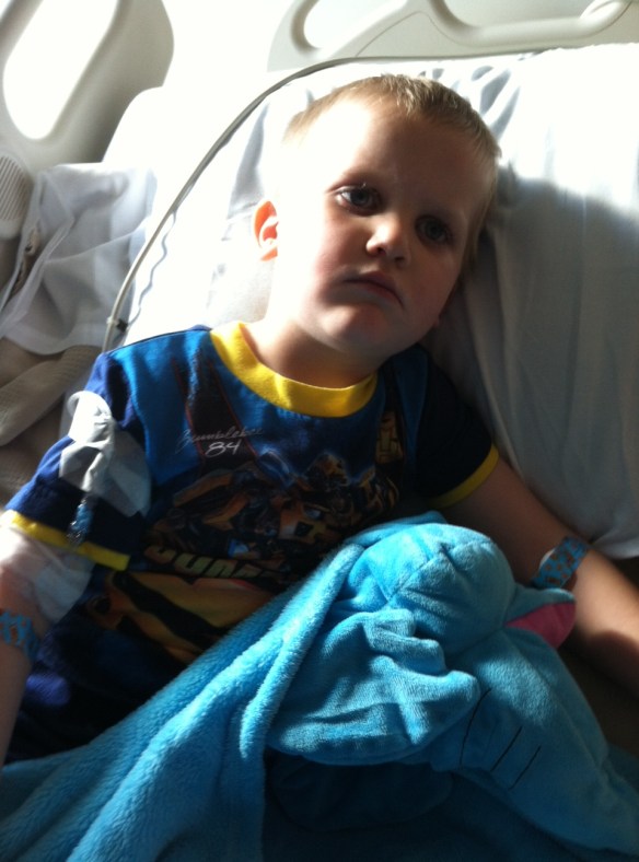 George after getting settled in for what was supposed to be a simple bolus of fluids. Someday I'll learn. ;)